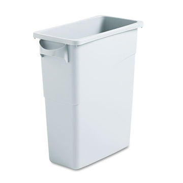 Rubbermaid® Commercial Slim Jim Waste Container With Handles, Rectangular, Plastic, 15.9 Gal, Light Gray freeshipping - TVN Wholesale